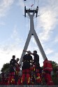 Koelner Seilbahn Gondel blieb haengen Koeln Linksrheinisch P777